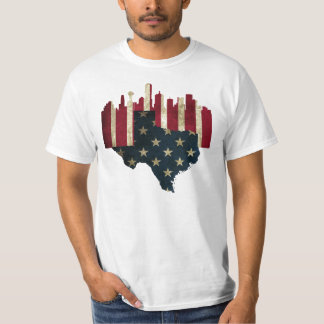 Flaggen-Skyline Dallas, Texas T-Shirt