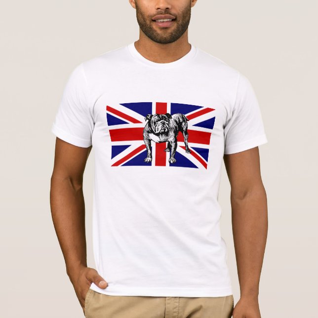 Flaggen-Stierhund des britischen T-Shirt (Vorderseite)