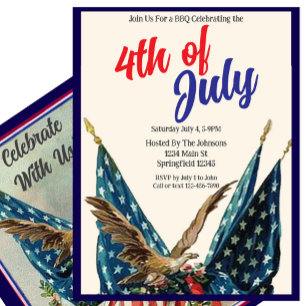 Flaggen und Adler Patriotic 4. Juli GRILLEN Party Einladung