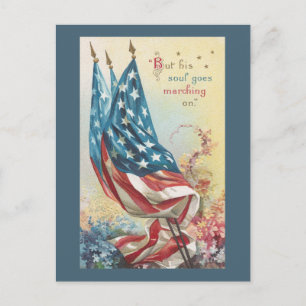 Flaggen und Blume für gefallene Menschen Postkarte