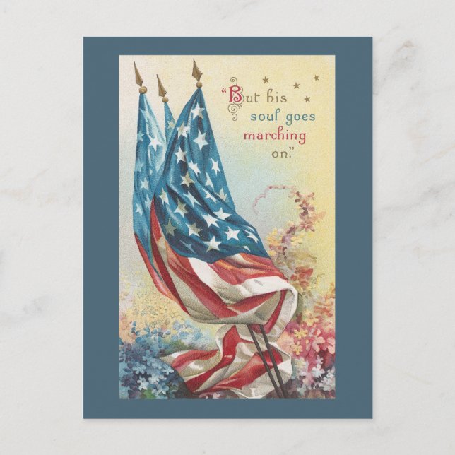 Flaggen und Blume für gefallene Menschen Postkarte (Vorderseite)