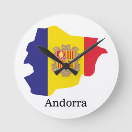 Flaggen und Länder Andorra Runde Wanduhr