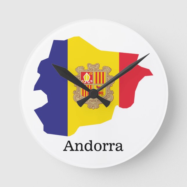 Flaggen und Länder Andorra Runde Wanduhr (Vorderseite)