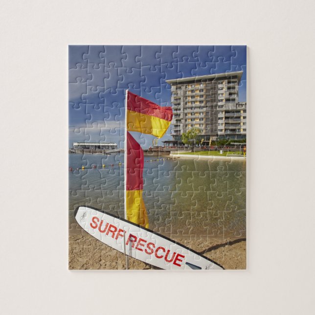 Flaggen und Surfbrett Puzzle (Vertikal)