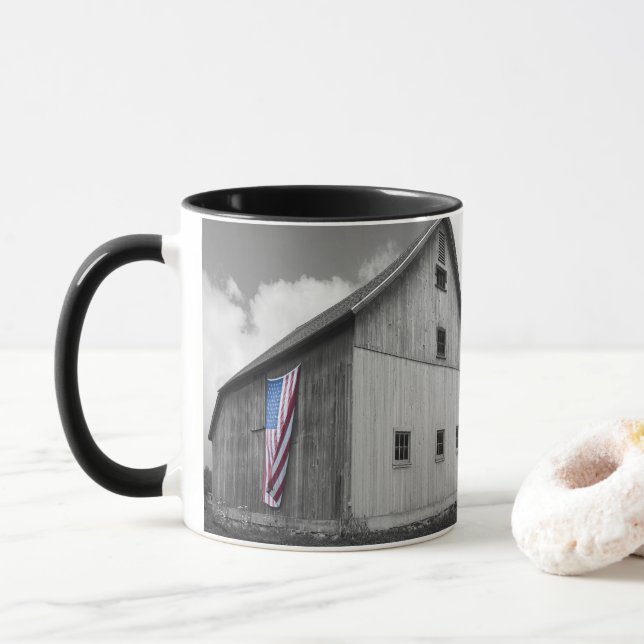 Flaggen unserer Bauern - Stall mit amerikanischer  Tasse (Mit Donut)