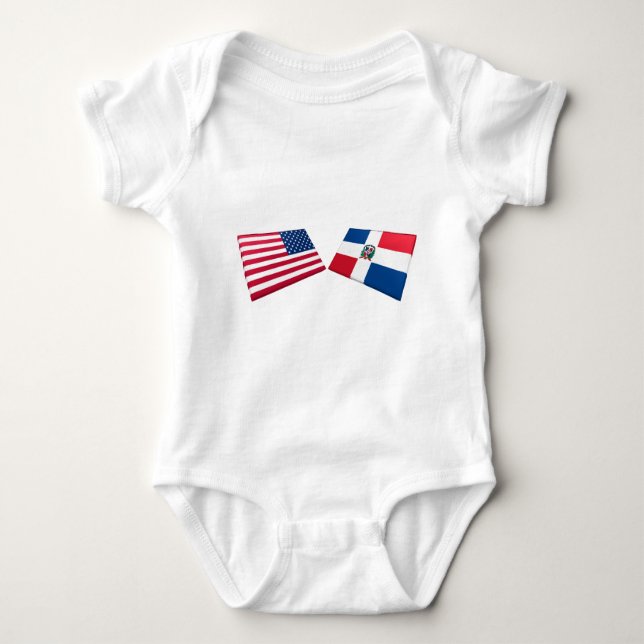 Flaggen US u. der Dominikanischen Republik Baby Strampler (Vorderseite)