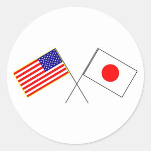 Flaggen USA JAPAN Runder Aufkleber