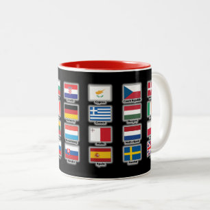 Flaggen von 28 europäischen Gewerkschaft Zweifarbige Tasse