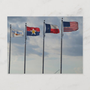 Flaggen von Ft Worth, Dallas, Texas Staat und US-F Postkarte