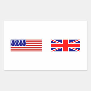 Flaggen von Großbritannien und den USA Seite an Se Rechteckiger Aufkleber