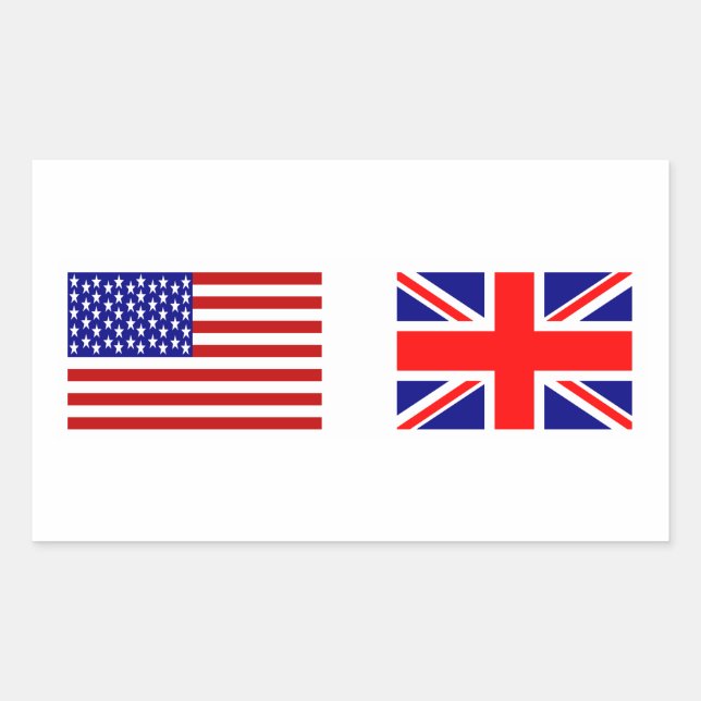 Flaggen von Großbritannien und den USA Side Rechteckiger Aufkleber (Vorderseite)