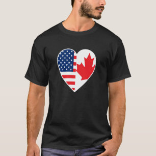 FLAGGEN VON KANADA UND USA IN EINEM HERZEN T-Shirt