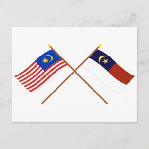 Flaggen von Malaysia und Malacca (Melaka) Postkarte