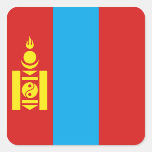 Flaggenaufkleber der Mongolei Quadratischer Aufkleber