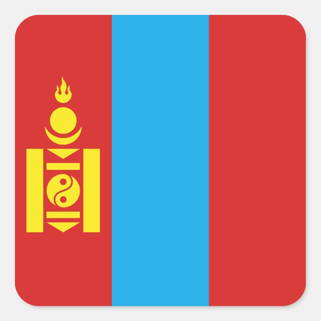 Flaggenaufkleber der Mongolei Quadratischer Aufkleber (Vorderseite)