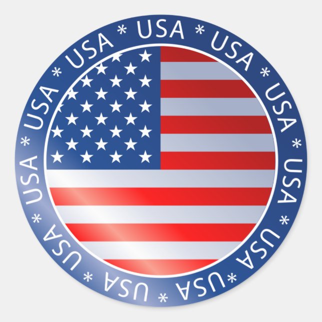 Flaggenaufkleber der USA Runder Aufkleber (Vorderseite)