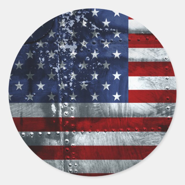 Flaggenaufkleber der USA Runder Aufkleber (Vorderseite)