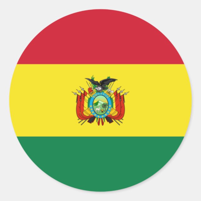 Flaggenaufkleber des Staates Bolivien Runder Aufkleber (Vorderseite)