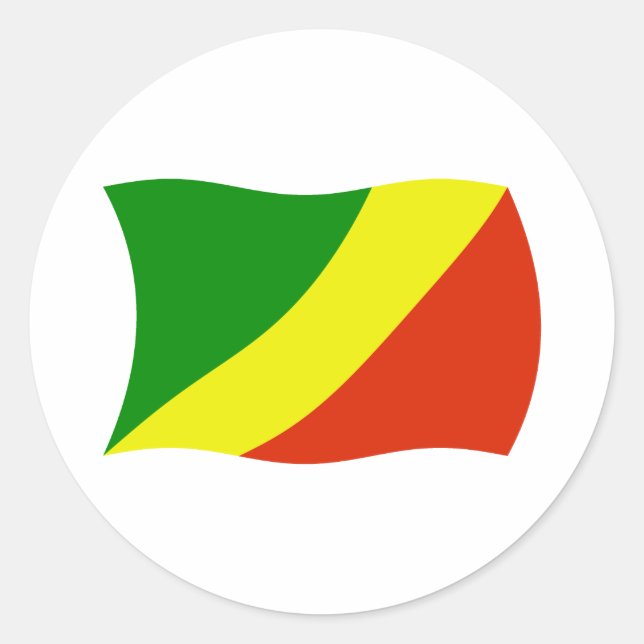 Flaggenaufkleber für die Republik Kongo Runder Aufkleber (Vorderseite)