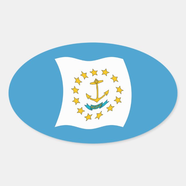 Flaggenaufkleber für Rhode Island Ovaler Aufkleber (Vorderseite)