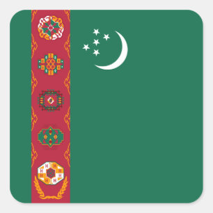 Flaggenaufkleber für Turkmenistan Quadratischer Aufkleber