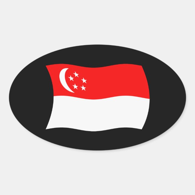 Flaggenaufkleber in Singapur Ovaler Aufkleber (Vorderseite)