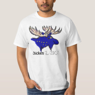 Flaggenelch-Wertt-stück Huhn-Alaskas lokales T-Shirt