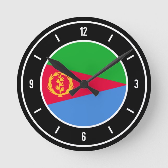 Flaggenelegante Region Eritrea Runde Wanduhr (Vorderseite)