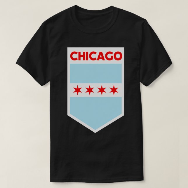 Flaggenemblem der Stadt Chicago T-Shirt (Design vorne)