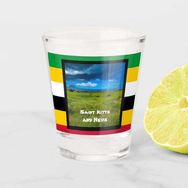 Flaggenfarben von St. Kitts Schnapsglas (Vorderseite)