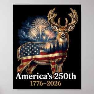 Flaggenhirsch 250 Jahre 1776-2026 Patriotisch USA Poster