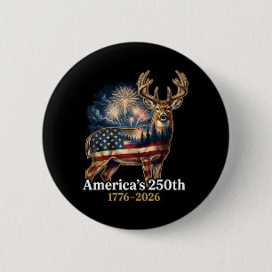 Flaggenhirsch 250 Jahre 1776-2026 Patriotisches US Button