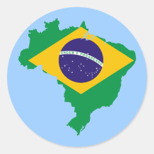 Flaggenkarte Brasilien Runder Aufkleber