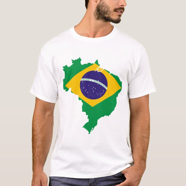 Flaggenkarte Brasilien T-Shirt (Vorderseite)