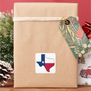 Flaggenkarte des Staates Texas Quadratischer Aufkleber