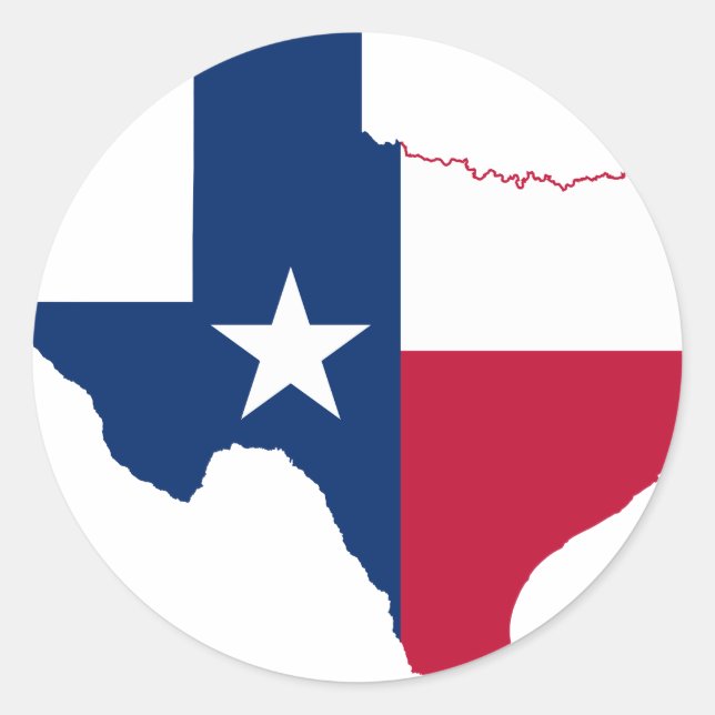 Flaggenkarte Texas Runder Aufkleber (Vorderseite)