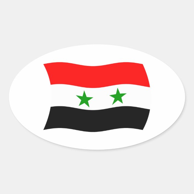 Flaggenmarke Syrien Ovaler Aufkleber (Vorderseite)