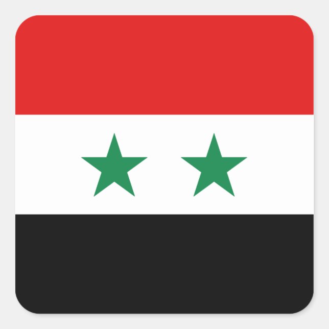 Flaggenmarke Syrien Quadratischer Aufkleber (Vorderseite)
