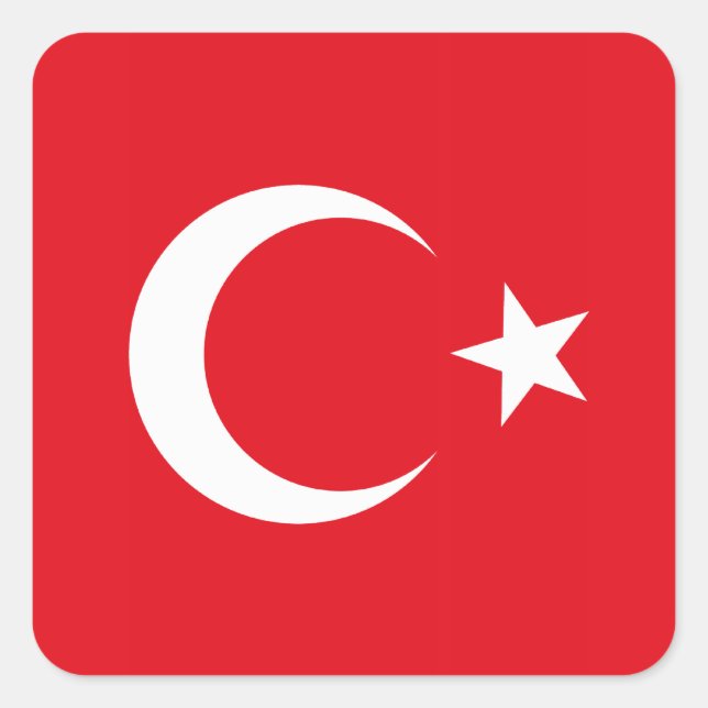 Flaggenmarke Türkei Quadratischer Aufkleber (Vorderseite)