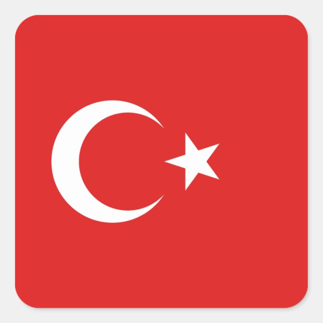 Flaggenmarke Türkei Quadratischer Aufkleber (Vorderseite)