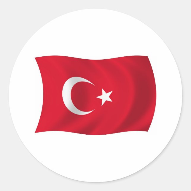 Flaggenmarke Türkei Runder Aufkleber (Vorderseite)