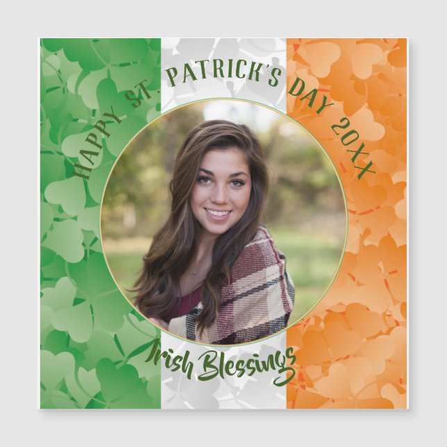 Flaggenrahmen des St. Patrick's Day Irish Kleeblat Magnetkarte (Vorderseite)