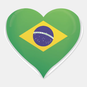 Flaggenstempel der brasilianischen Liebe Herz-Aufkleber