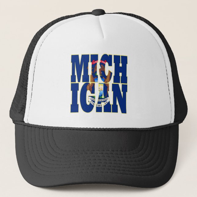 Flaggentext des Michigan-Staates Truckerkappe (Vorderseite)