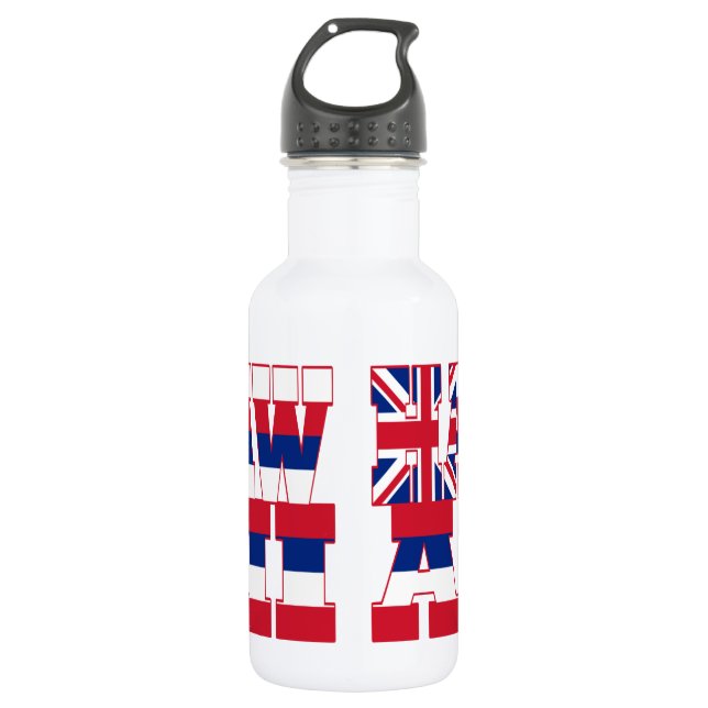 Flaggentext von Hawaii Trinkflasche (Vorderseite)