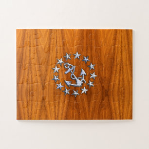 Flaggenzeichen der Yacht auf Nautical Teak Wood Pr Puzzle