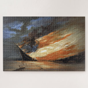 Flaggschiff des Rebellen-Bürgerkriegs in Flammen d Puzzle