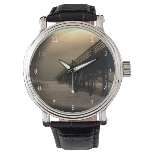 Flagler Beach Florida Pier Foto Watch Armbanduhr (Vorderseite)