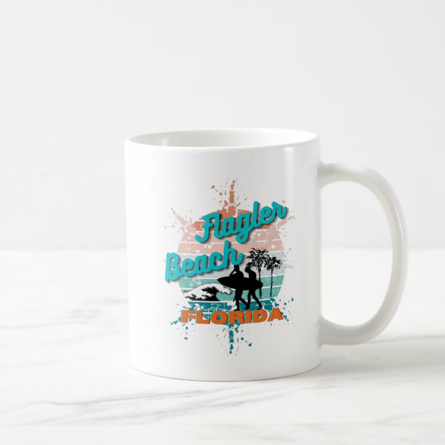 Flagler Beach Florida Vintag Retro Sunset Kaffeetasse (Rechts)
