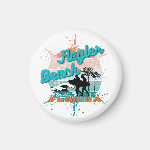 Flagler Beach Florida Vintag Retro Sunset Magnet